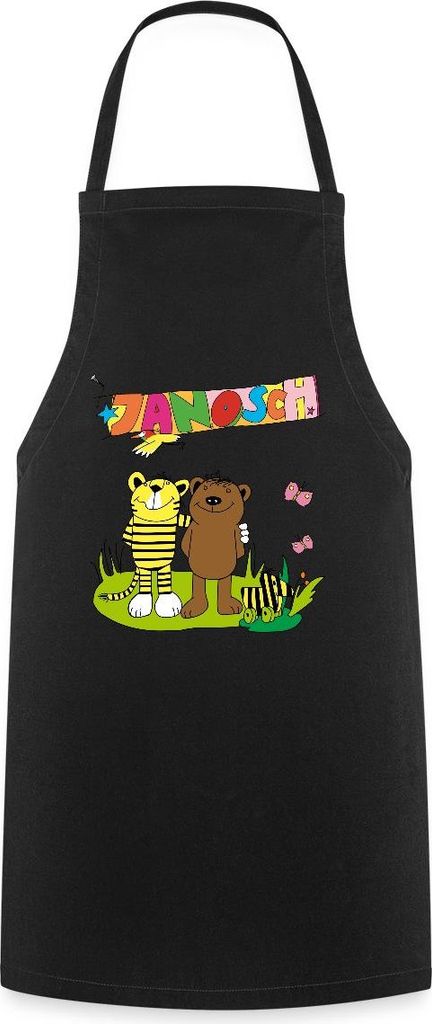 Spreadshirt Janosch Tiger und Bär Freundschaft Kochschürze, One size, Schwarz