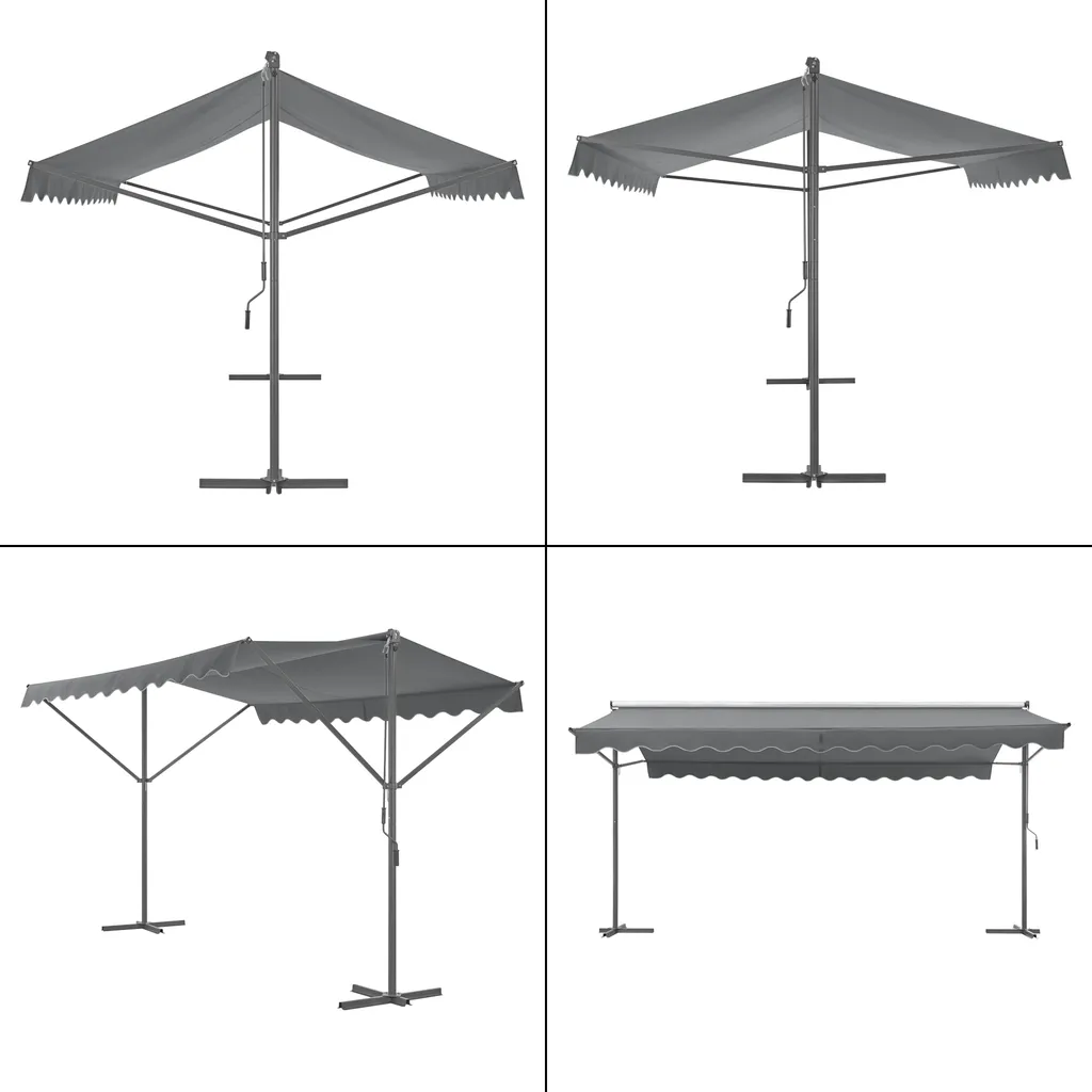 Store double pente 600x300cm grande taille avec structure acier gris