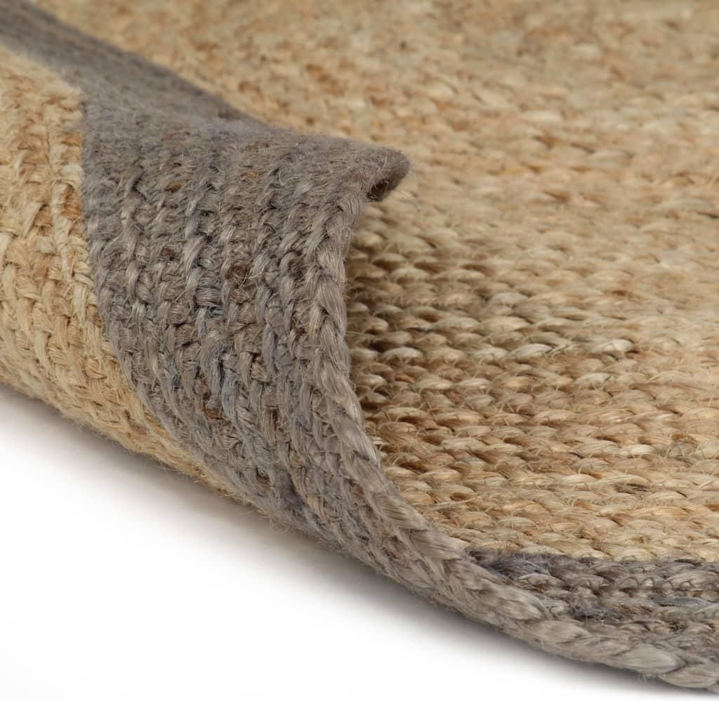 vidaXL Teppich Handgefertigt Jute mit Grauem Rand 240 cm
