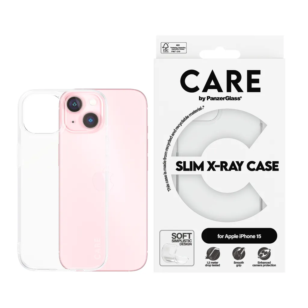 Custodia Care by Panzerglass Slim X-Ray per Iphone 15 - trasparente - 1