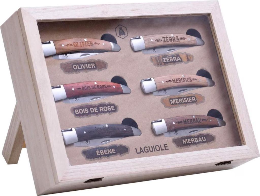 Laguiole Messer-Set 6tlg. klappbar mit Holzgriff Image du produit 