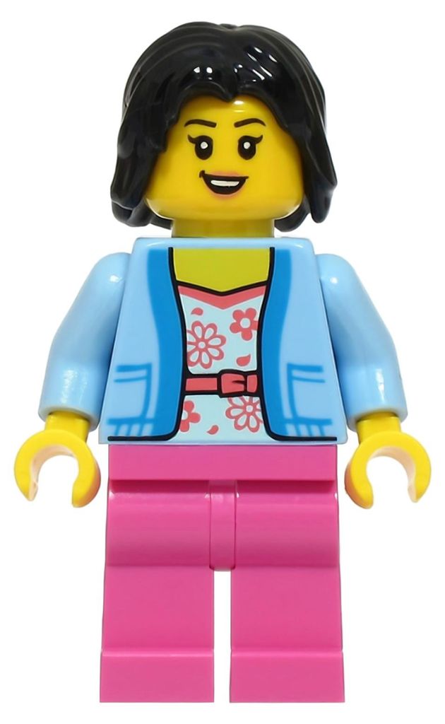 Minifigurka LEGO – pasażerka, damska, jasnoniebieska kurtka Zdjęcie produktu 