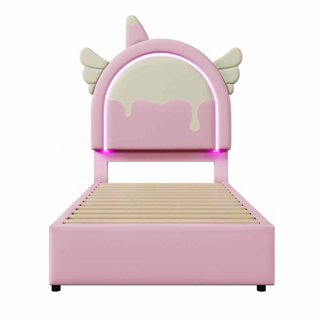 Flieks Polsterbett 90x200cm mit LED, Kinderbett mit 2 Produktbild 