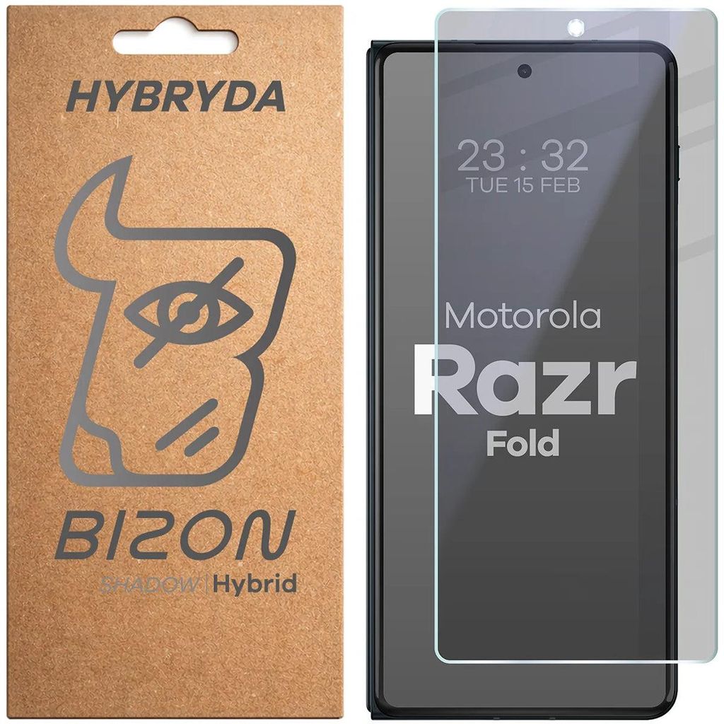Hybridglas mit Privatschutzfilter für Motorola Razr Fold, Bizon Hybrid Shadow, Matt
