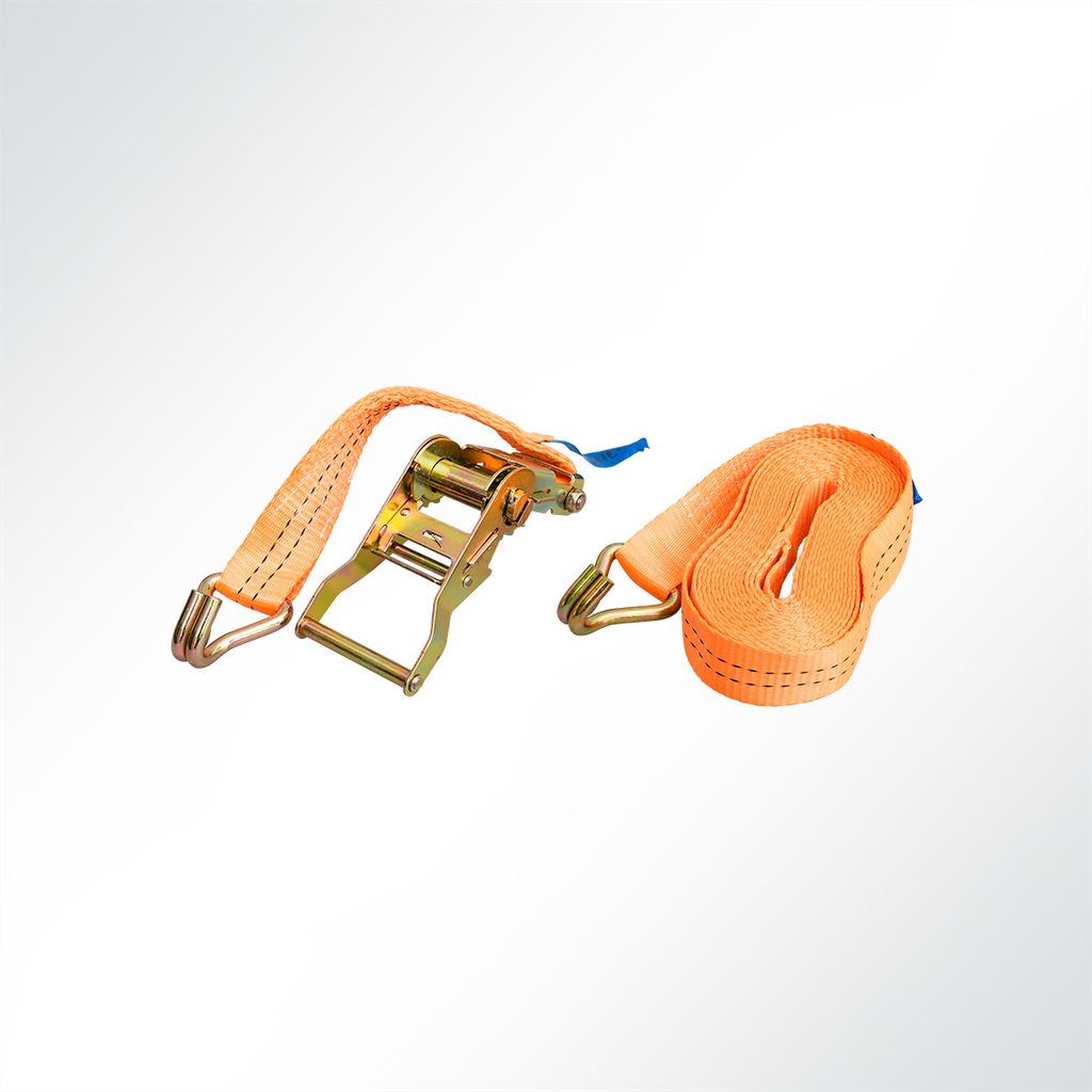 Ratschen Zurrgurt Spanngurt mit Doppelhaken 6,1 Meter 35mm orange 2000kg 2t EN12195-2