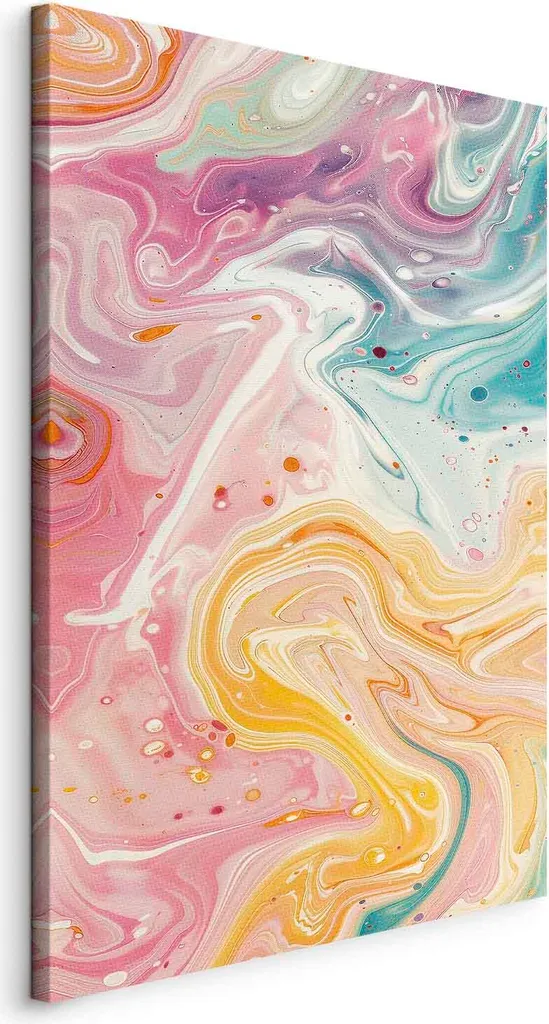 Tela Astratta 60x90 Caos Colorato | Arredo Moderno Rosa e Giallo