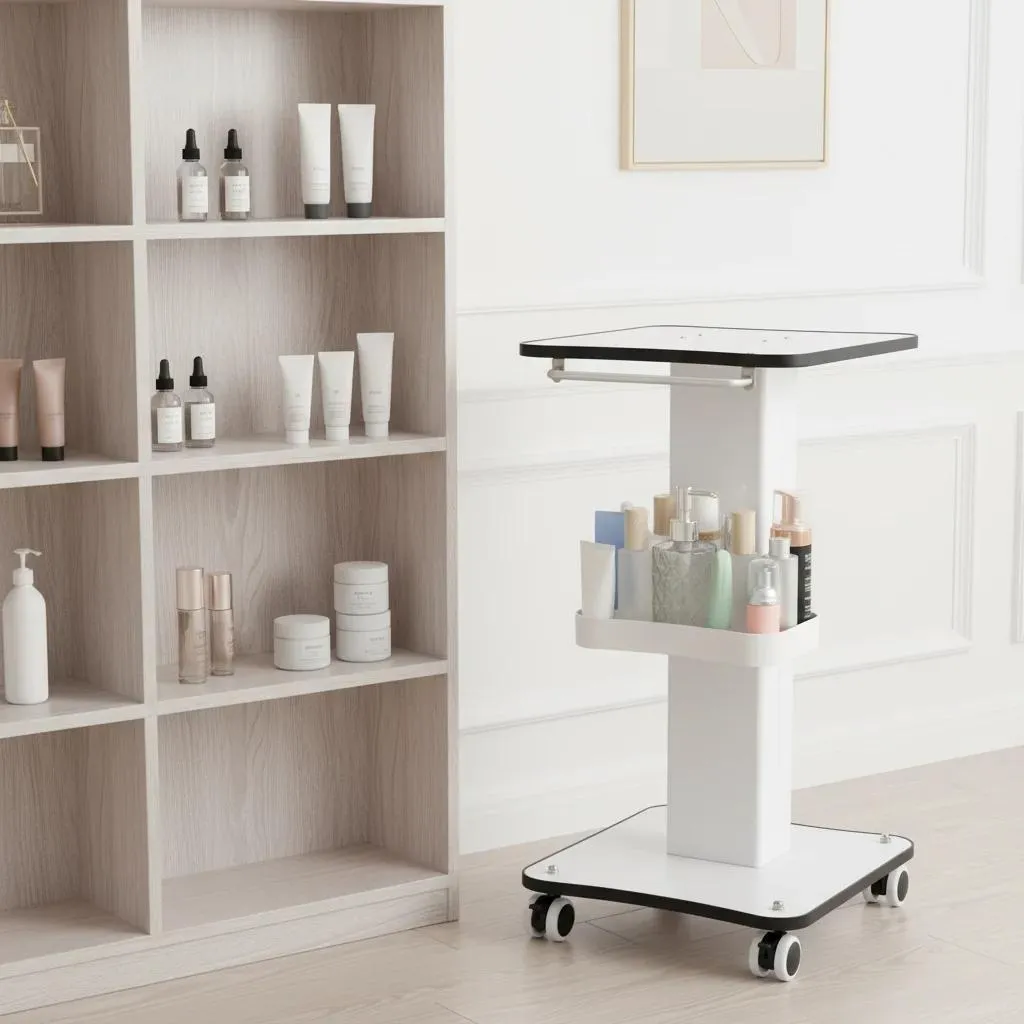 Chariot de spa mobile blanc idéal pour soins de manucure et esthétique - 8