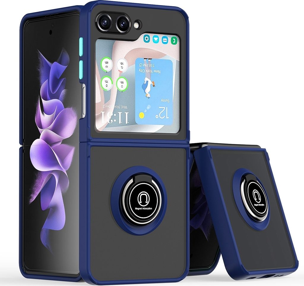 Für Samsung Galaxy Z Flip7 FE / Flip6 5G Shadow Design TPU + PC Schutz Hülle Tasche Case Schutzhülle Dunkelblau