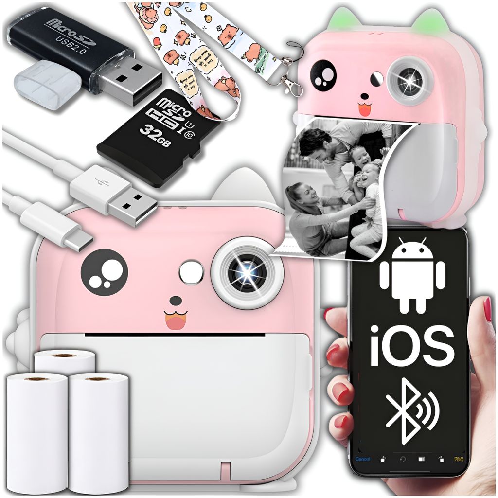 Instantní Fotoaparát Pro Děti Tiskárna S 32Gb Kartou + 3 Obrázek produktu 1