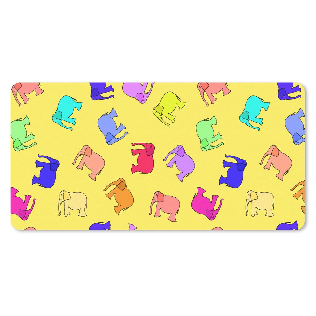 MuchoWow Schreibtischunterlage Elefant - Gelb - Muster 80x40 cm - XXL Mauspad - Gaming Mauspad