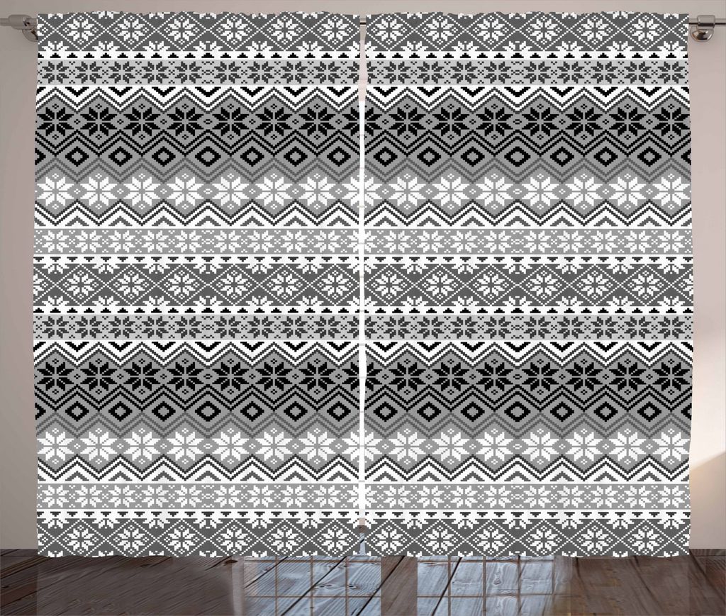 ABAKUHAUS nordisch Rustikaler Gardine, Klassische Scandinavian, Schlafzimmer Kräuselband Vorhang mit Schlaufen und Haken, 280 x 175 cm, Schwarz We...