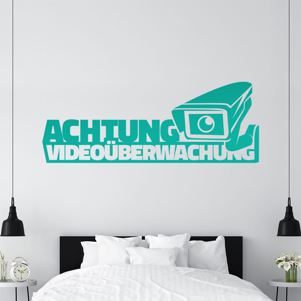 KIWISTAR Achtung Videoüberwachung! - Kamera NSA Wandtattoo in 6 Größen - Wandaufkleber Wall Sticker - Dekoration, Küche, Wohnzimmer, Schlafzimm...