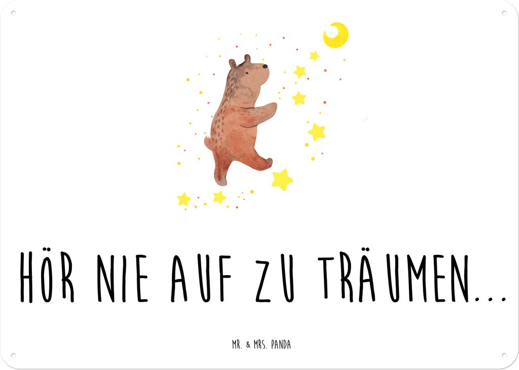 Mr. & Mrs. Panda Retro Blechschild Bär Träume DIN A4 - Weiß - Geschenk, wandtafel, Wandbild, Träumen, tafel, Schild, Traumdeutung, Traum, Teddy