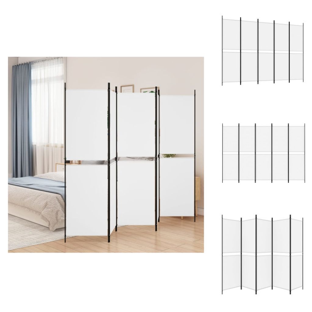 vidaXL 5-tlg. Paravent Weiß 250x180 cm Stoff - Raumteiler