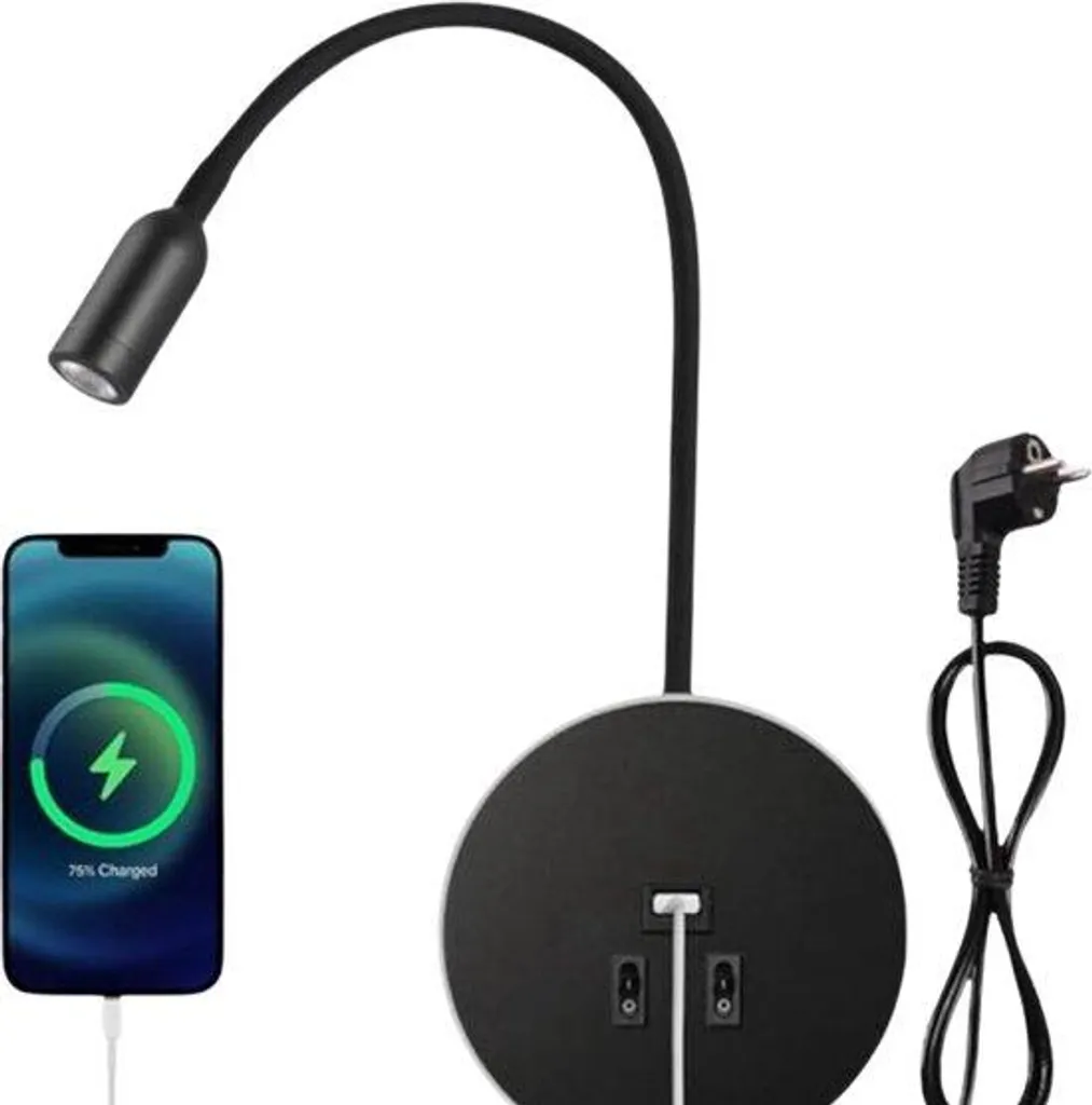 Lampe de lecture LED noire 3W/8W dimmable avec gestion de température