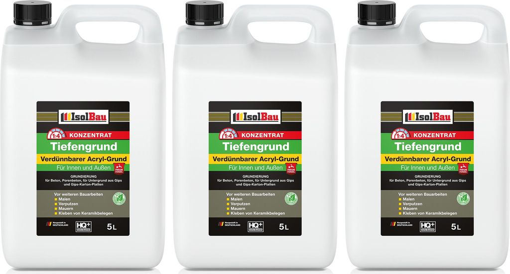 Isolbau 15 L Tiefengrund Konzentrat 1:4 - Verdünnbarer Acryl-Grund für Innen & Außen - Grundierung für Beton, Putz, Gips uvm