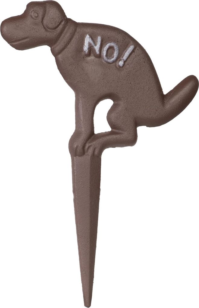 Moritz Steckschild NO! kein Hundeklo braun Verbotsschild aus Gusseisen Hunde Verboten Warnschild NO Dogs allowed Schild Gartenschild keine Hundetoi...