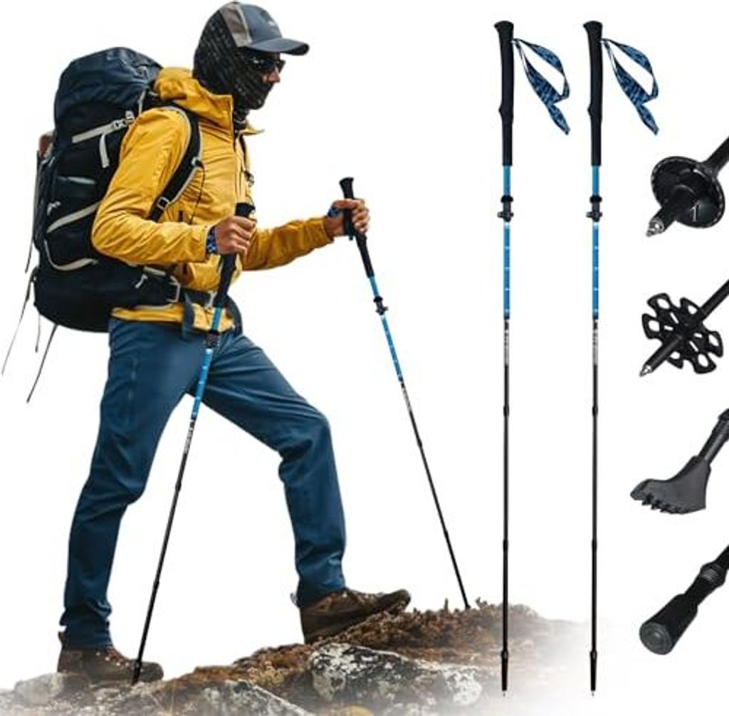 Pilipane Carbon-Wandermasten, Trekking-Stangen gemacht Faser, Schnellfreisetzungsstock, Ultraleich, schockabsorbierende, faltbare Stöcke Wandern, ...