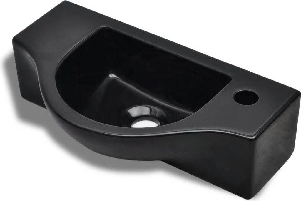 vidaXL Lavabo in Vetroceramica con foro per rubinetto nero Immagine del prodotto 