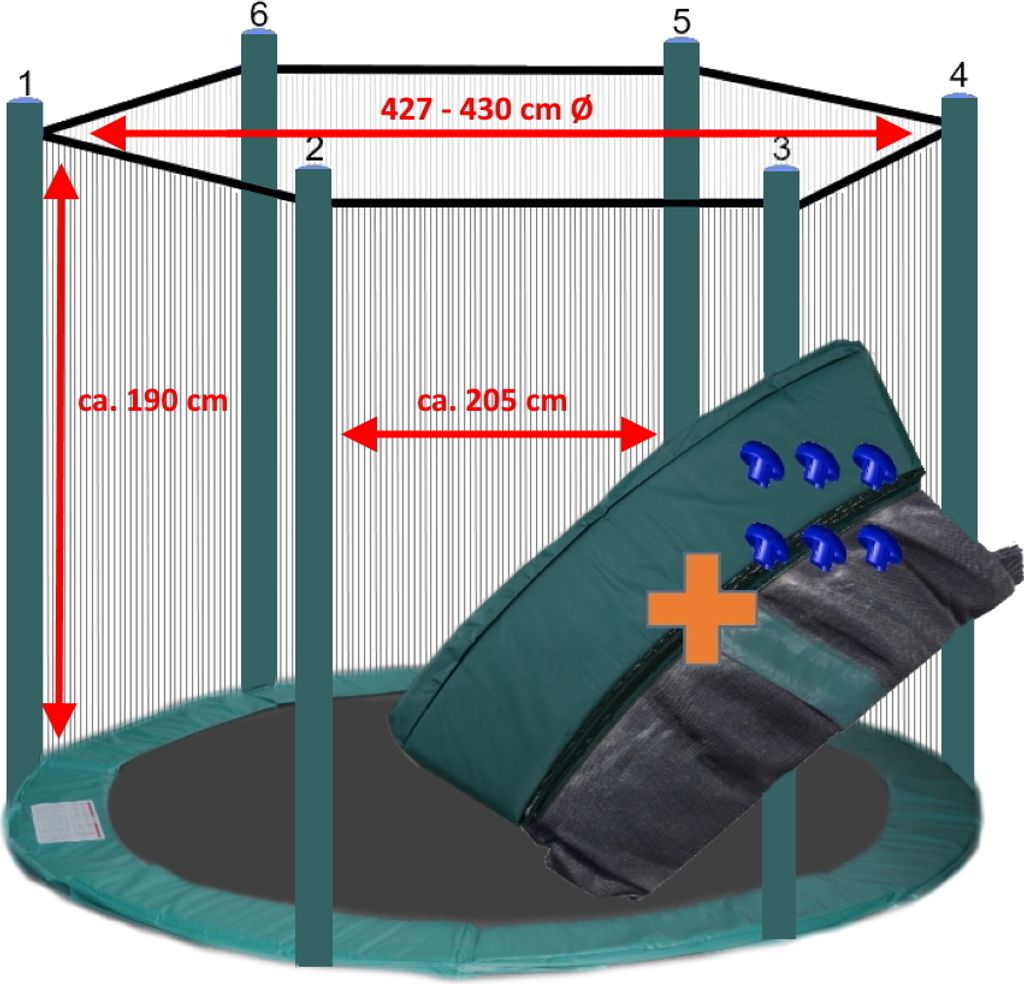 walexo Trampolin Randabdeckung + Sicherheitsnetz für 6 Produktbild 