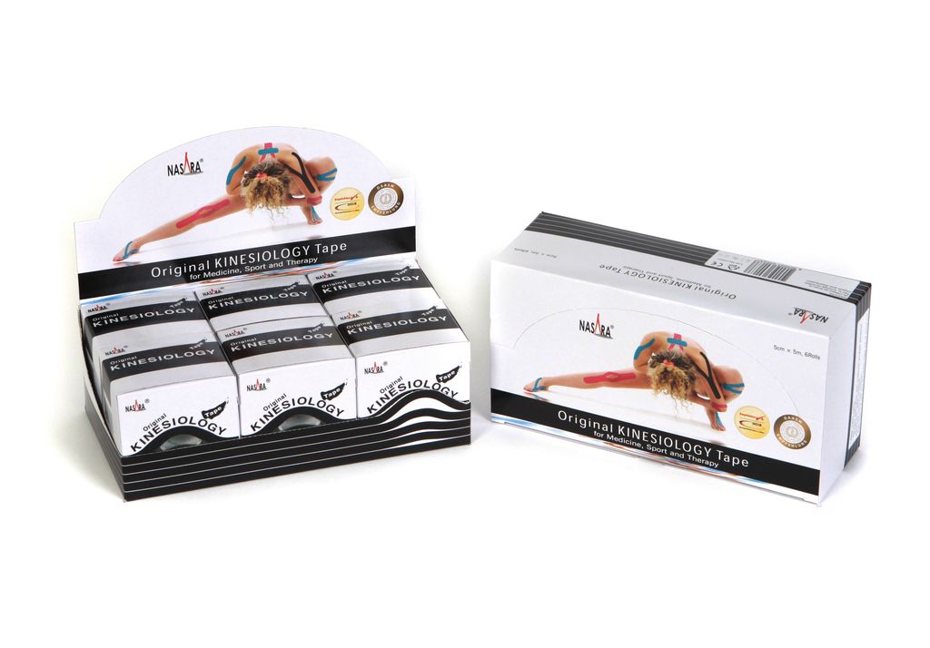 Nasara Kinesiologie Tape 5m x 5 cm 6er Box : schwarz Farbe: Produktbild 
