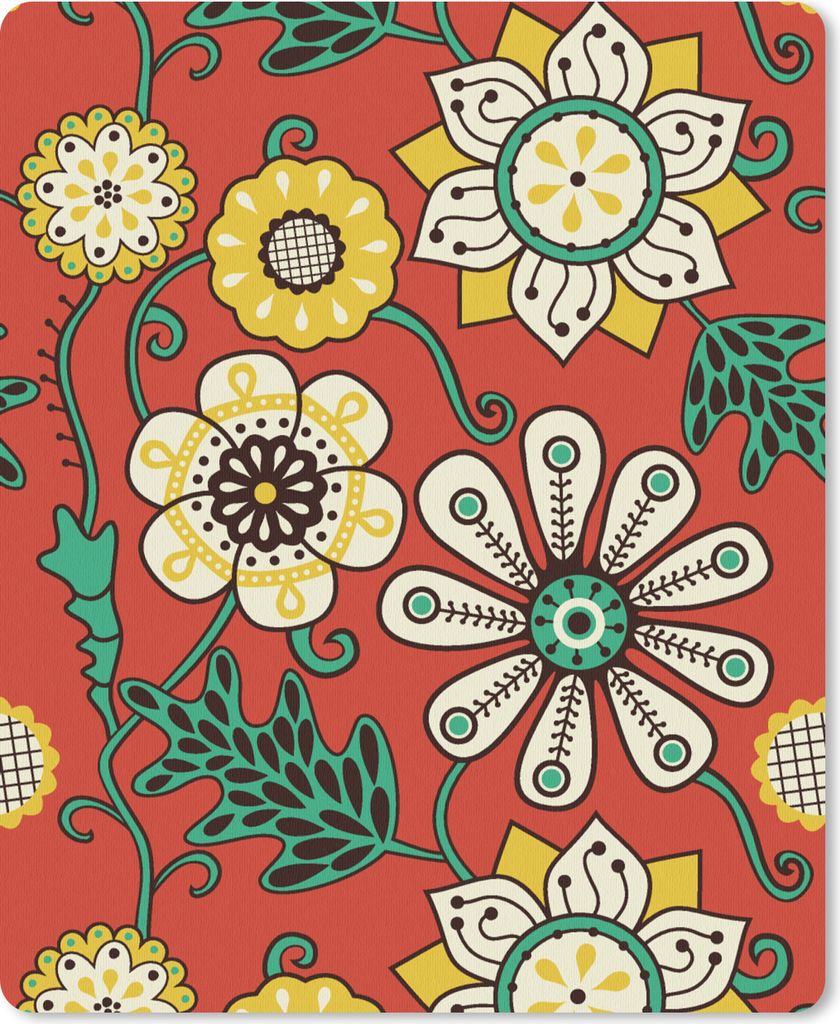 MuchoWow Mauspad Mousepad Design - Blumen - Hippie - Retro 30x40 cm - Mousepads - Maus Mat - Pad - Mausunterlage - Mausmatten
