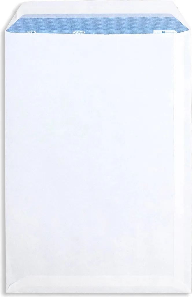 Enveloppe C4 Blanche Anti-Transparence Lot de 250 Courrier+ sans Fenêtre
