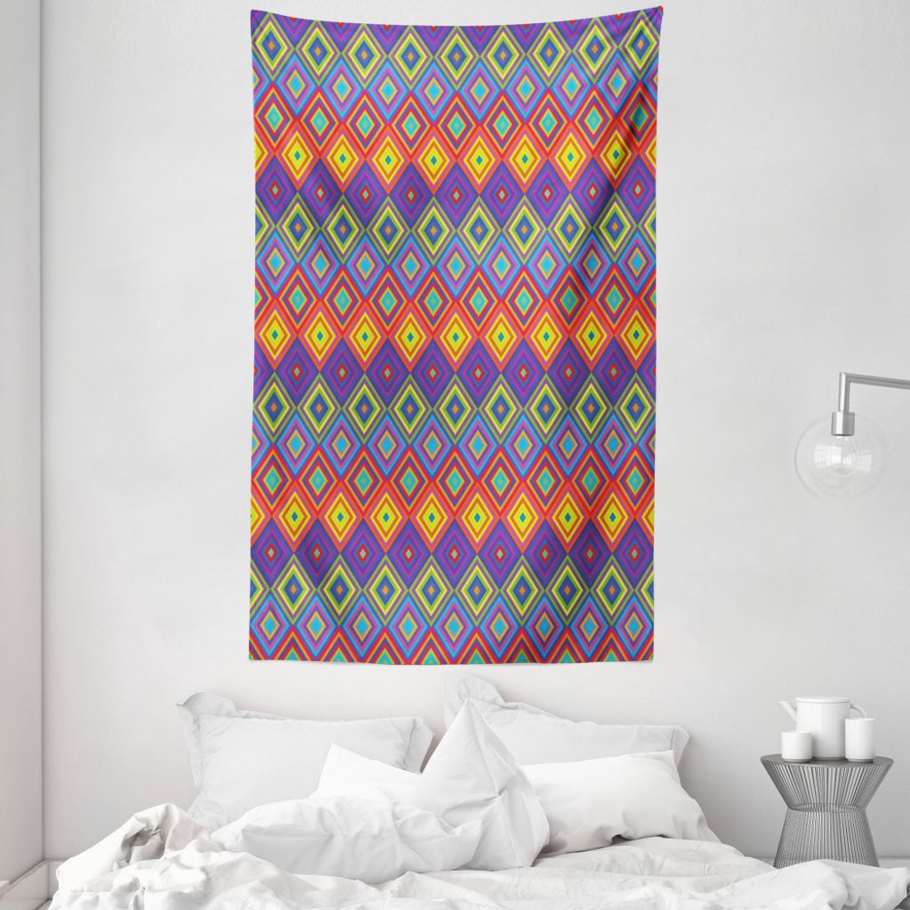 ABAKUHAUS trippy Wandteppich und Tagesdecke, Hippie Vibrant Retro aus Weiches Mikrofaser Stoff Waschbar ohne Verblassen Digitaldruck, 140 x 230 cm,...