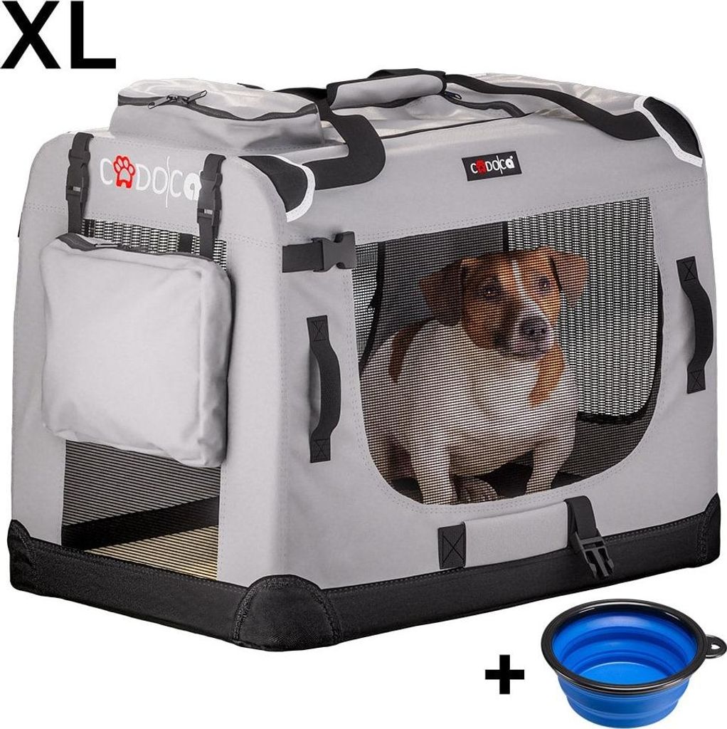 Hundetransportbox XL, faltbar, grau, 82 x 56 x 58 cm