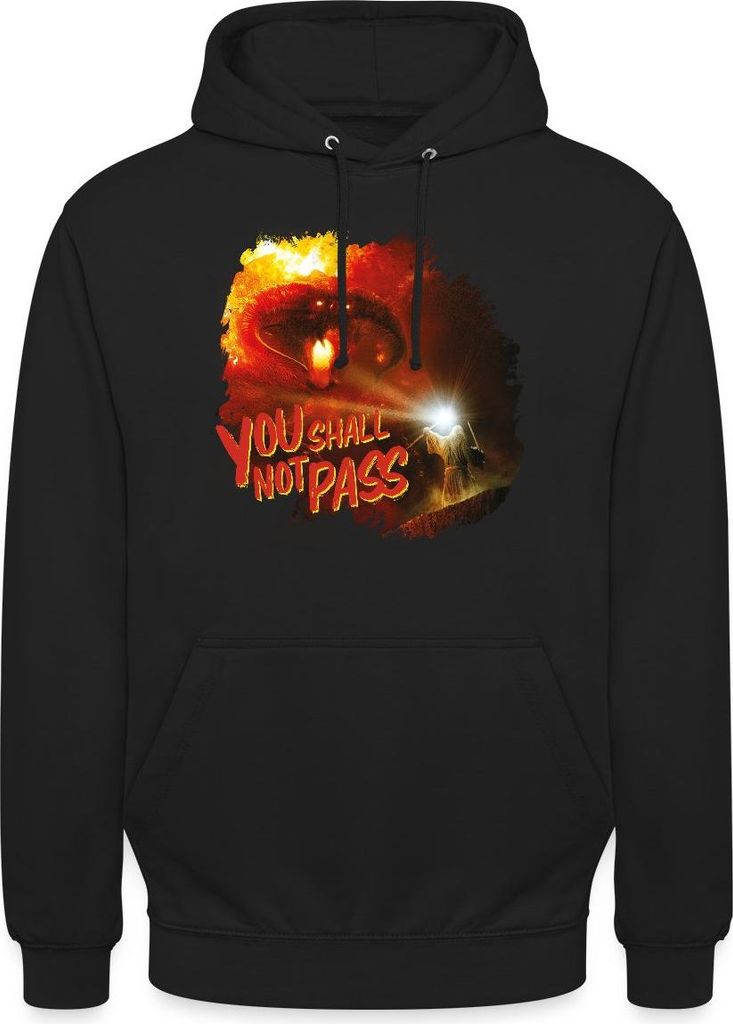 Spreadshirt Der Herr Der Ringe Gandalf Und Der Balrog Zitat Uni Hoodie, XXL, Schwarz