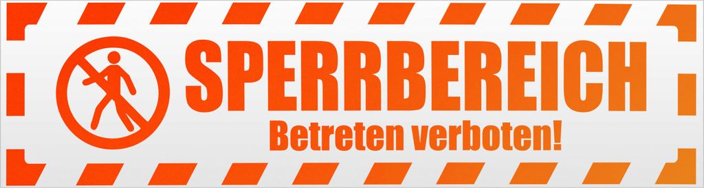Kiwistar Sperrbereich betreten gestreift Magnetschild Schild magnetisch - 45cm Neonorange - Magnetfolie für Auto PKW Kfz