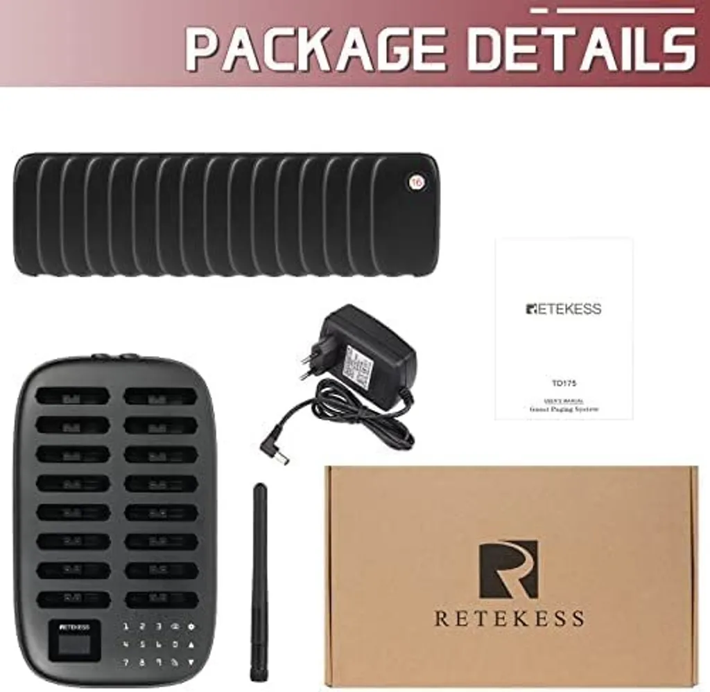 Pager de restaurant sans fil 500m avec 7 modes d'appel vibration - 13
