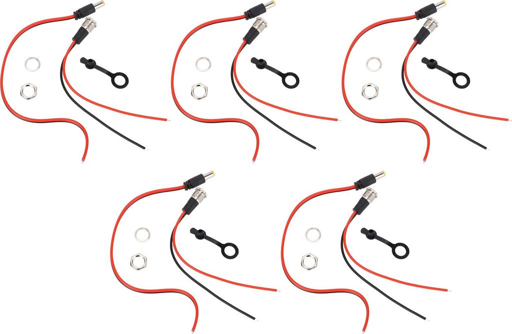 Sets 5,5 x 2,1 mm 10-A-Netzsteckerbuchse mit Gewinde (weiblich) und wasserdichter Abdeckung