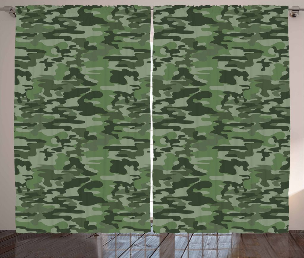 ABAKUHAUS Waldgrün Rustikaler Gardine, Uniform Muster, Schlafzimmer Kräuselband Vorhang mit Schlaufen und Haken, 280 x 175 cm, Mehrfarbig