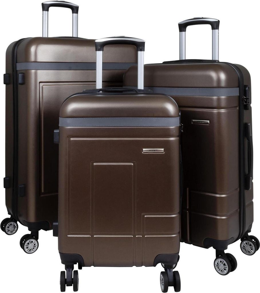 ABS Hartschalen Koffer Set M,L,XL Gepäck Trolley aufrecht rollbar Luzern Braun