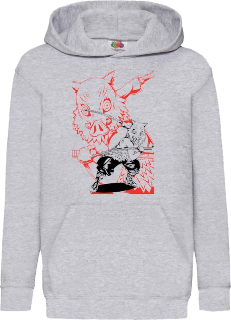 Kinder Kapuzenpullover Demon Anime Slayer Inosuke Hashibara 006, 5-6 Jahr - 116 / Grau