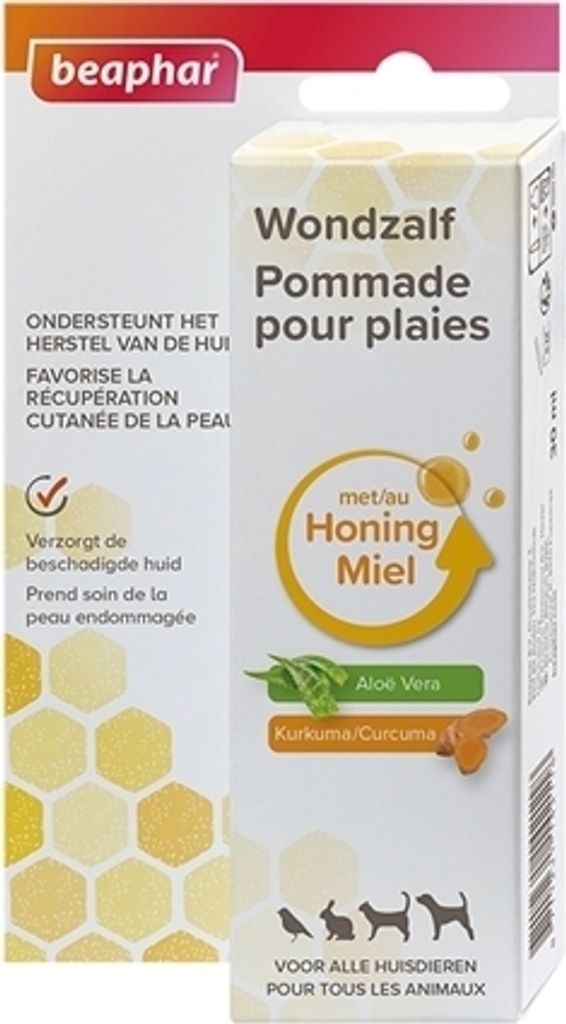 Beaphar Derma+ Salbe 30 ml für Haustiere mit Honig, Kurkuma und Aloe Vera