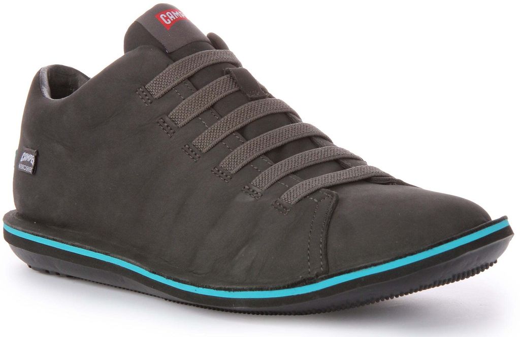 Camper Beetle Herren Elastische Schnürung Nubuk Leder Turnschuhe Grau – 6M/7W Großbritannien - 40 EU - 7M/9W USA / Grau