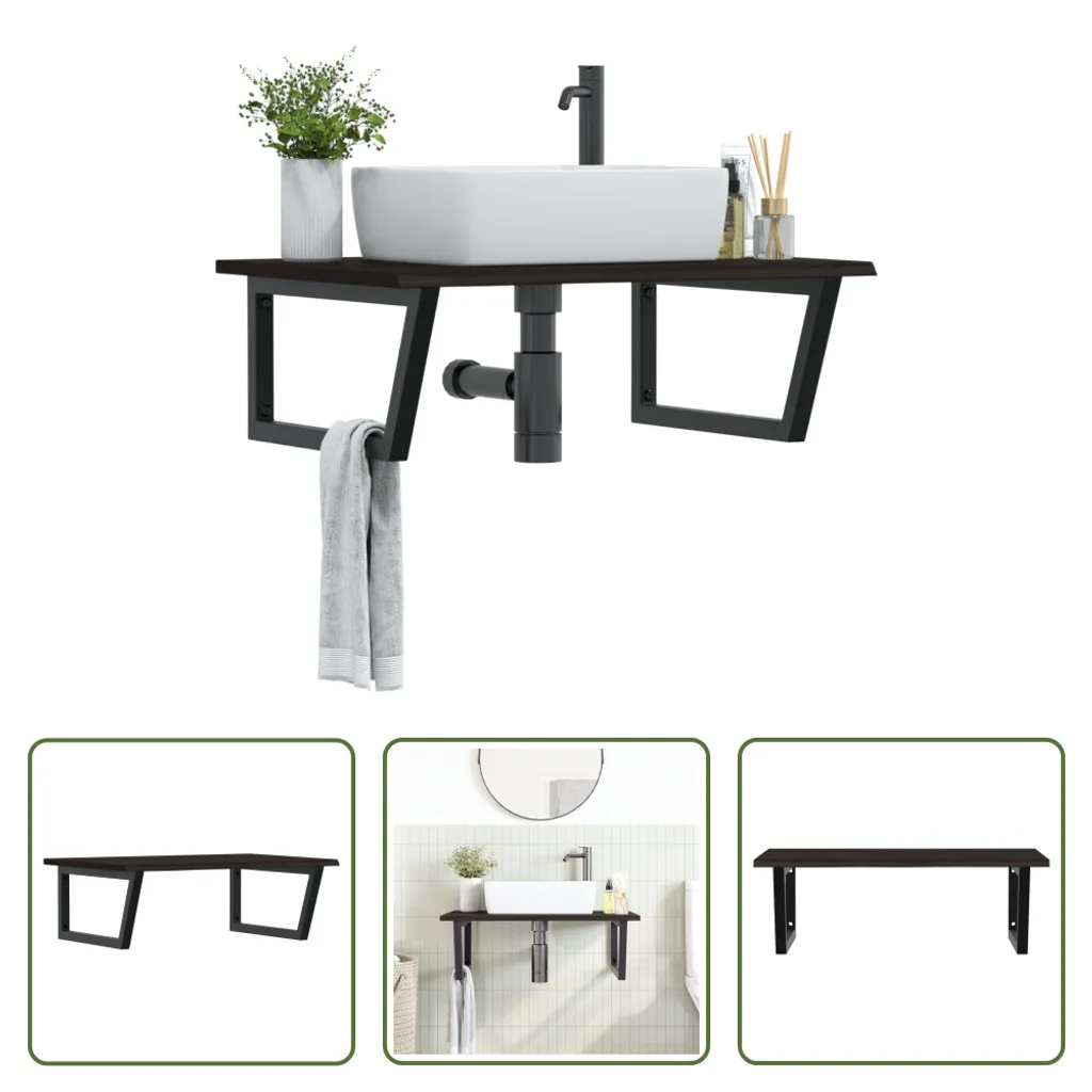 Supporto Lavabo Rovere Massiccio e Acciaio | Soluzione Bagno Robusta