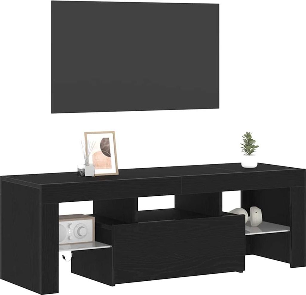 TV-Schränk Schwarz Eichen-Optik 120 x 35 x 40 cm Holzwerkstoff