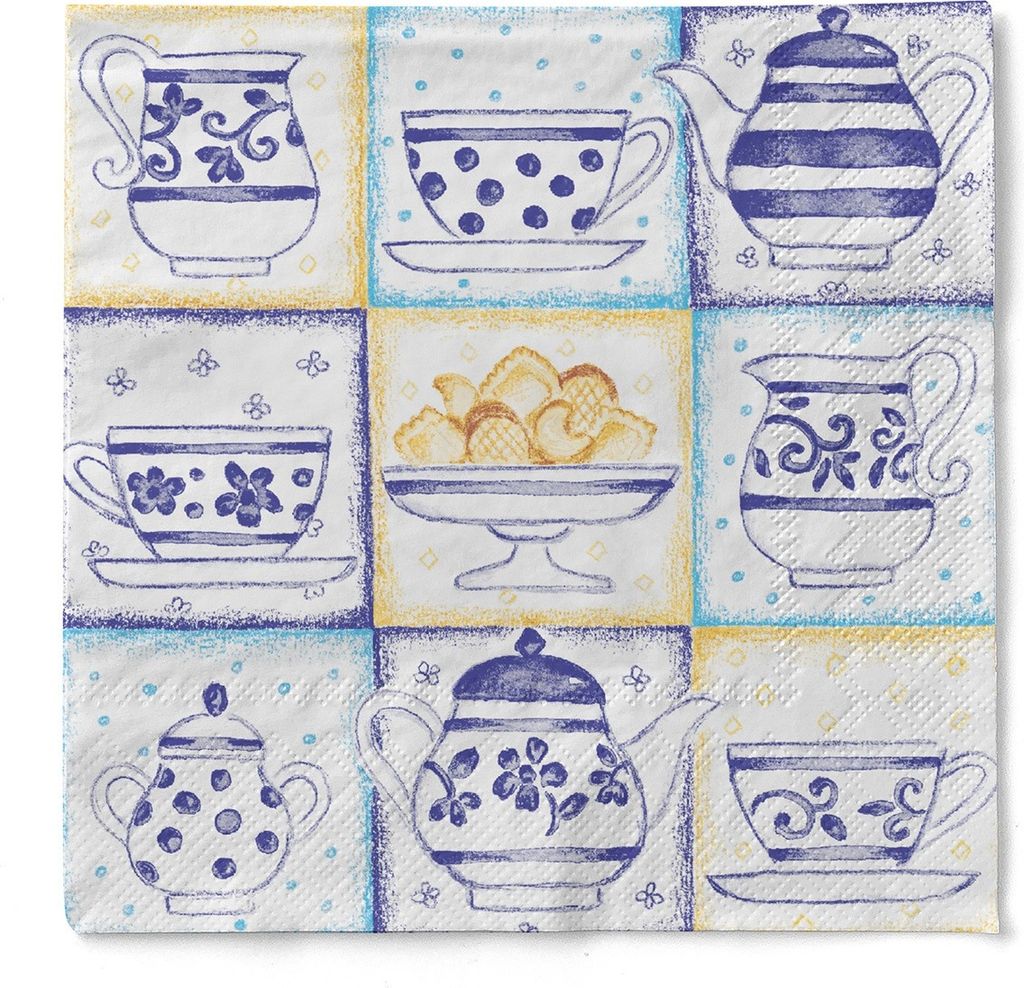 Sovie HOME Serviette Cookie in Blau aus Tissue 33 x 33 cm, Produktbild 