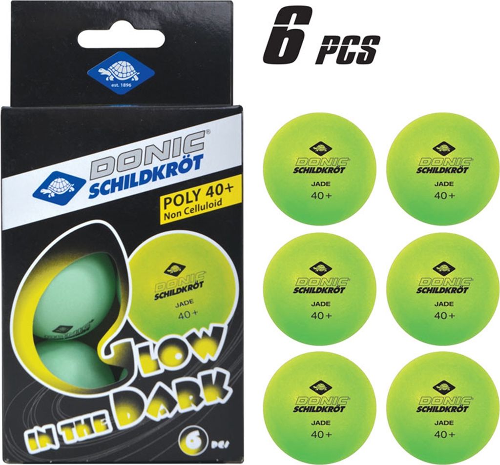 DONIC SCHILDKRÖT TT ball GLOW IN THE DARK POLY 40+, 6 kusů Obrázek produktu 