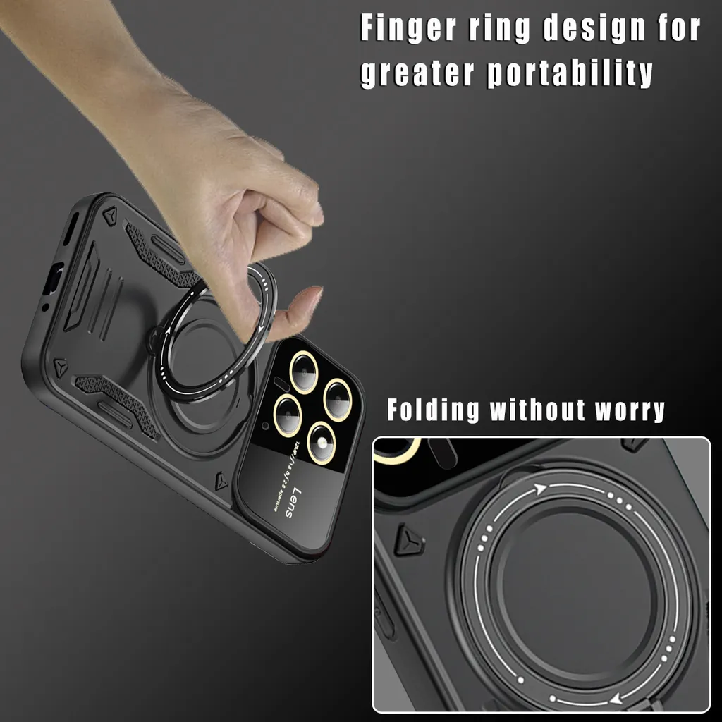 Cover per Xiaomi 14T Pro Con Anello, Custodia Supporto Magnetica Rigida