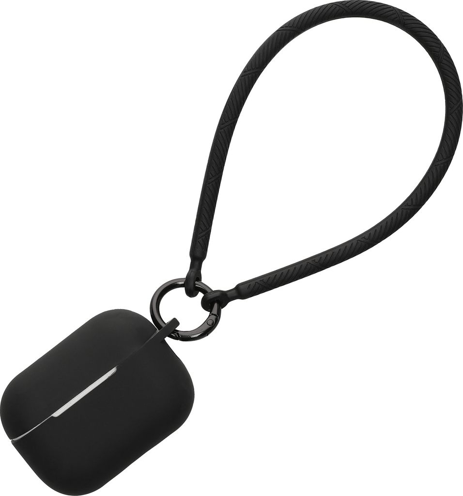 kwmobile Hülle kompatibel mit Apple Airpods Pro 2 Kopfhörer - Silikon Schutzhülle Etui Case Cover - mit Handschlaufe Schwarz