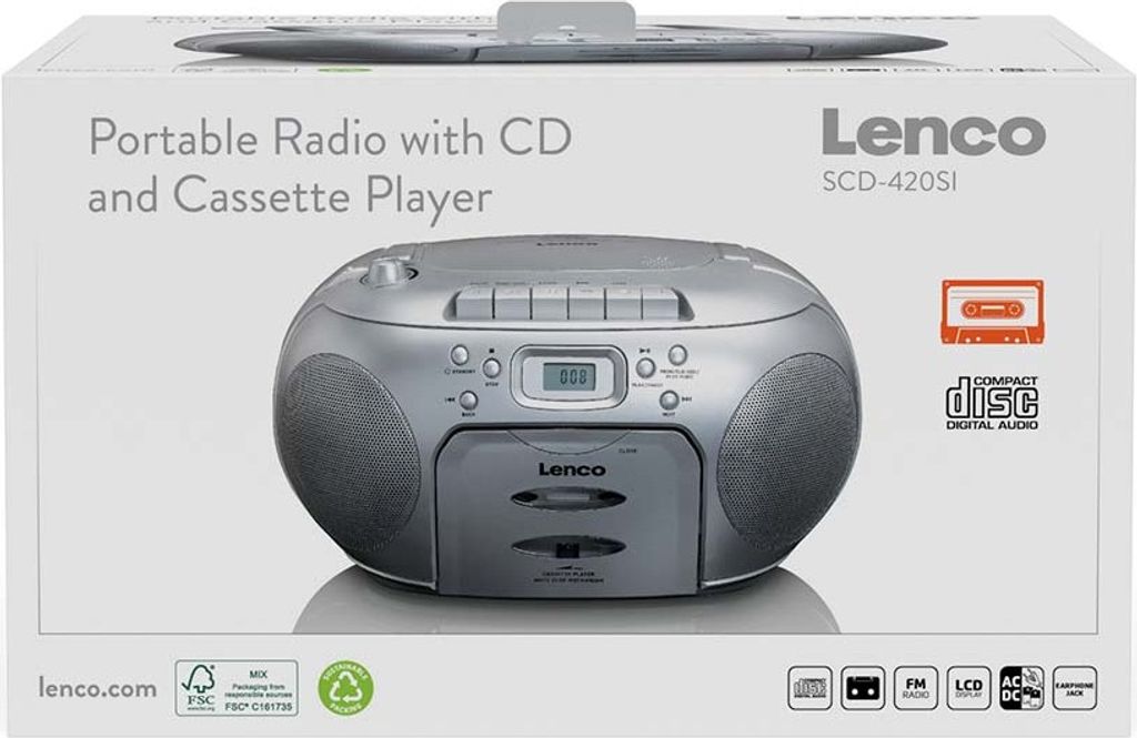Lenco SCD-420 - Ghettoblaster - Srebrny Zdjęcie produktu 18