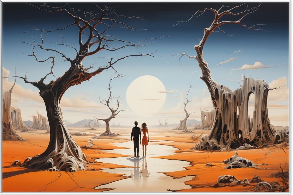 Wallario Wandbild Wüstenwanderer, Größe: 61 x 91,50 cm, Poster mit weißem Aluminiumrahmen