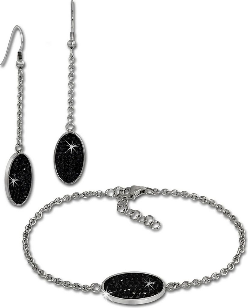 Amello Edelstahl schwarz Damen Sets ESSS03S