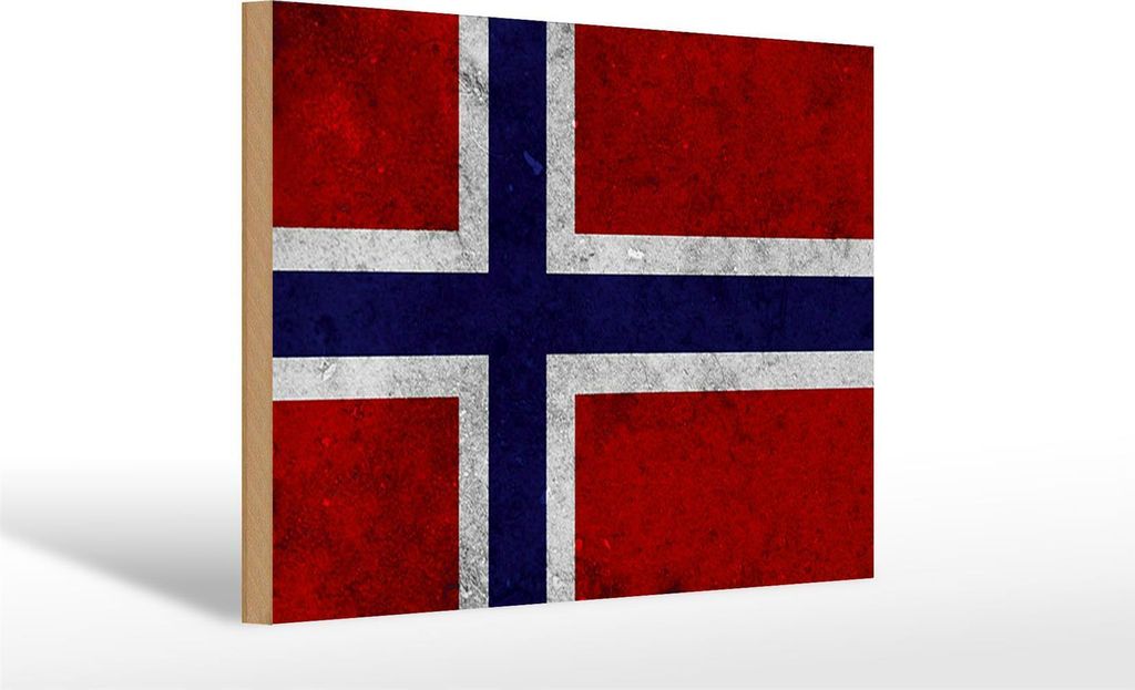 Holzschild Flagge Norwegen, 30x20 cm, Holzschilder Fahne Nationalität