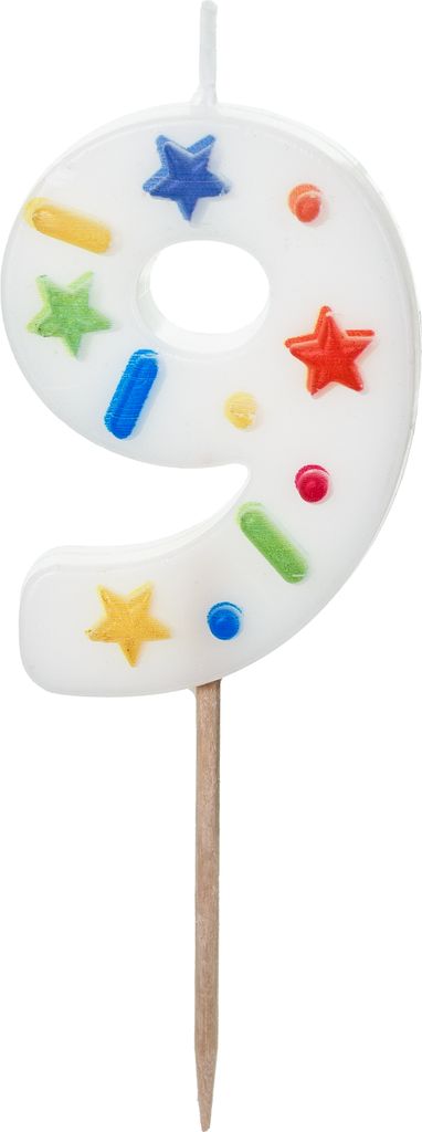 geburtskappe Ziffer 9 weißes Konfetti 5,5cm 40298