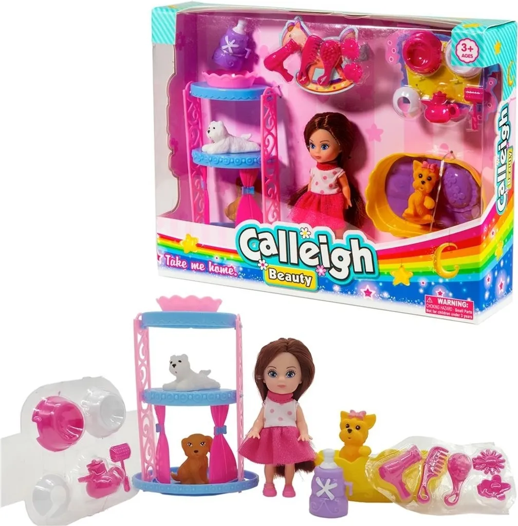 Coffret Calleigh Mini Doll Play Set Large 2Ass avec poupée et mobilier